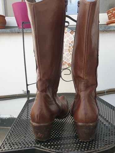bež čizme od brušene kože: High boots, 40 — 2