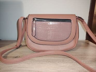 torbice za muskarce: Ženska crossbody torba – puder roze - Materijal: eko koža, prednji — 3