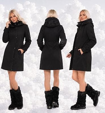 Ženski kaput – crna boja - Dužina do iznad kolena, elegantna uska
