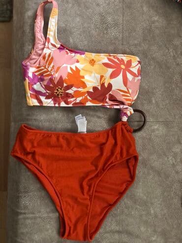 M, Poliester, Cvetni, bоја - Narandžasta