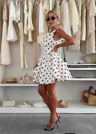 pantera haljine: Haljina na tufne - Model: bez rukava, okrugao izrez, blago — 2