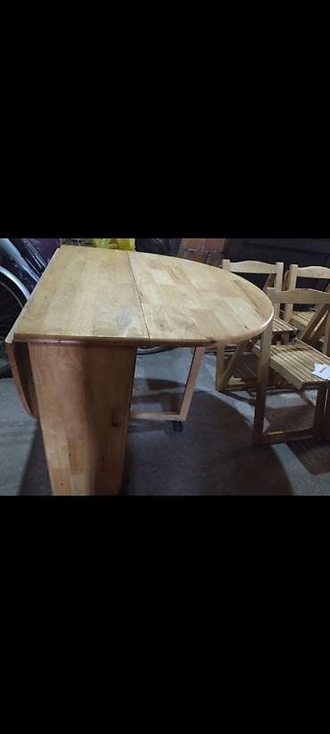 ikea ormari za decu: Preklopni drveni trpezarijski sto na točkićima - Materijal: masivno — 3