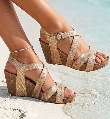 balenciaga 39: Ženske sandale na punu petu – bež/zlatne - Dizajn sa ukrštenim — 1