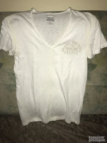 balenciaga majica cena: Original Replay majica M/L 100% cotton Bela na crvene pruge Ramena — 5