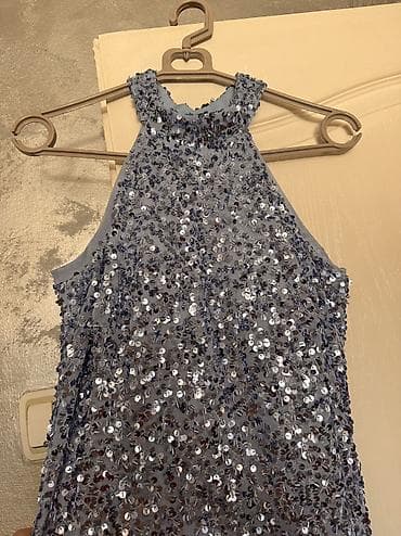 Kućna odeća: Baby blue sljokicasta haljina Placena u bulevarskom butiku 12 000 — 2