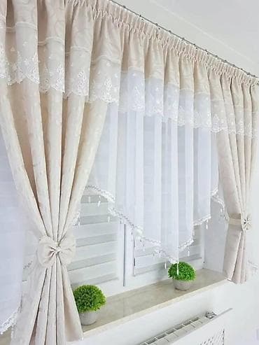 set za dubinsko pranje: Komplet dekorativnih zavesa – klasičan model sa čipkom - Dvoslojni — 1