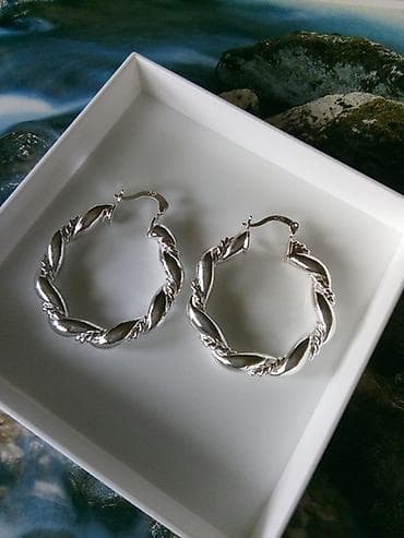 925 srebro cena: Karike 3,5 cm zig 925 - Materijal: srebro - Model: okrugle karike ” — 2