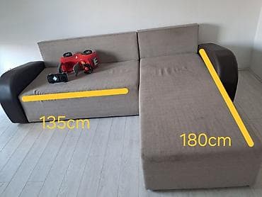 Ugaone garniture: Ugaona garnitura na razvlačenje – braon tkanina, tamnosmeđi nasloni za — 1