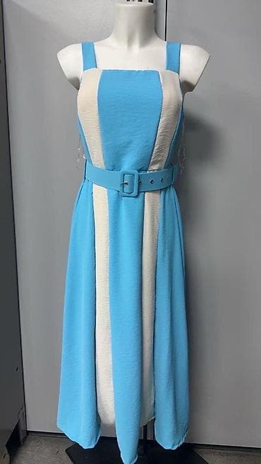 Muška odeća: 🔥Letnja midi haljina sa širokim vertikalnim prugama i pojasom ✨2700 — 5