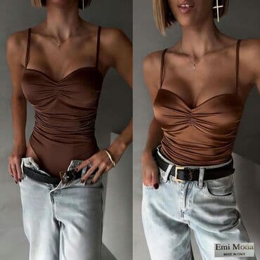 Bodi: Moda, One size, Saten, bоја - Bordo — 2