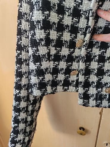 baletanke beograd: Ženski kratki blejzer AMISU – pepita (houndstooth) crno-beli - Brend — 4