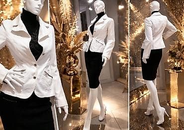 Sweatpants: Ženski blejzer – elegantan beli sako - Kroj: strukiran, sa naglašenim — 4