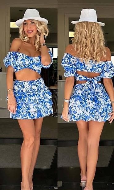 Dvodelni set – bluza i mini suknja - Tkanina: lagana, prijatna za