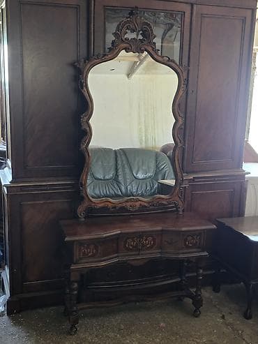 kupujemprodajem stilski nameštaj: Antikni toaletni sto sa ogledalom – masivno drvo - Elegantna — 6