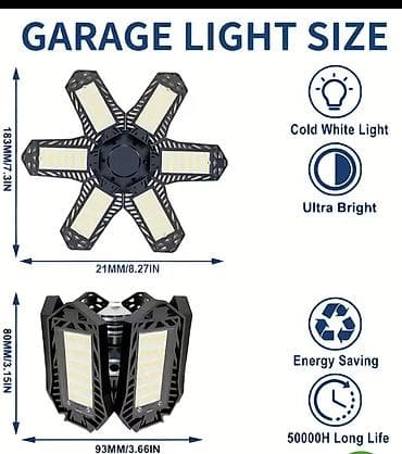 kamin peci: LED sklopiva garažna lampa – 6 krila, 360° osvetljenje - Snažna — 5