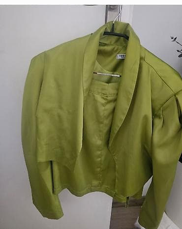 crop sako: Ženski kratki sako – svetlozelena/limeta nijansa - Model: kratki kroj — 1