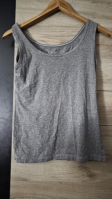 Dukserice: Siva ženska majica na bretele (top) - Boja: tamnosiva melirana - — 2