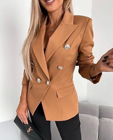 Ženski dvoredni blejzer sa metalnim dugmadima Univerzalna veličina -