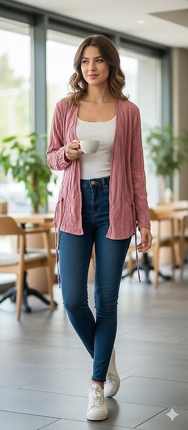 Ženski kardigan – lagani, ležerni model u puder‑ružičastoj boji - na lalafo.rs Ženski kardigan – lagani, ležerni model u puder‑ružičastoj boji -