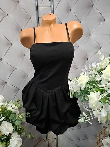 Koktel mini haljina sa naramenicama – drapirani balon kroj - Silueta