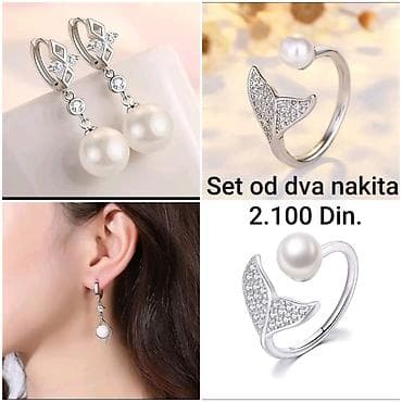 Elegantni posrebreni set od hirurskog čelika sa žigom S925 od dva