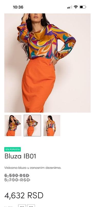 Prelepa bluza od 100% viskoze. Naznačena je veličina 46 ali prema mom