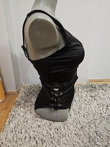 helanke sa slicem: Jednodijelni crni kupaći kostim sa vezica ma. S vel. - Model — 4