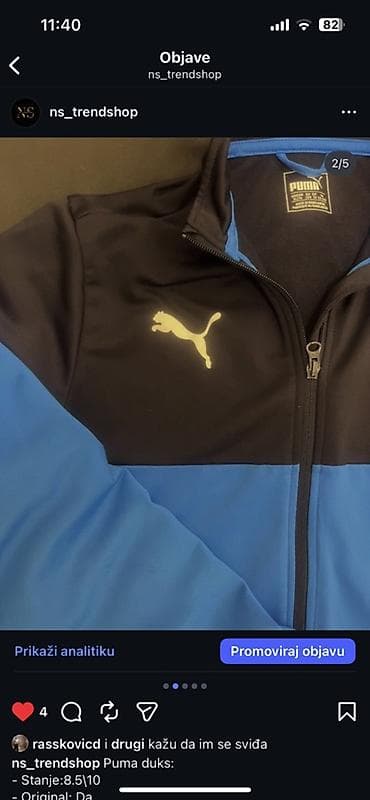 ugg delu: Puma sportska jakna/duks na rajsferšlus. - Model: klasična trening — 2