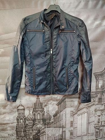Muška lagana jakna u biker stilu, tamnoplave boje sa detaljima od