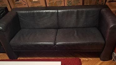 nogare za stolove: Na prodaju kozni trosedcrne boje donesen iz Nemacke, od koze boks — 4