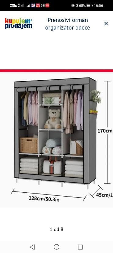 vodeni sto za decu: Prenosivi orman / organizator odeće GY-49 - Dimenzije: 170 cm — 1