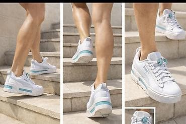 PUMA ženske patike – bele platforme sa tirkiznim detaljima - Model sa na lalafo.rs PUMA ženske patike – bele platforme sa tirkiznim detaljima - Model sa