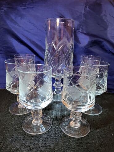 swarovski case za vino cena: Servis za vino,sa bokalom kristal,rucna gravura 1960g+. Servis za — 6