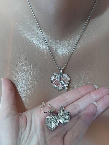 Setovi nakita: Set nakita – ogrlica i minđuše u obliku srca - Elegantna ogrlica sa — 4