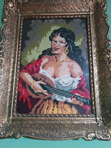 duvaljka za kukuruz cena: Ručni goblen – španska ciganka sa gitarom, uramljen - Motiv: portret — 1
