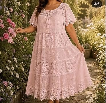 svetlo plava haljina: Haljina od čipke siroka sa kratkim rukavima. - Stil: romantična boho — 3