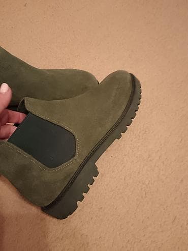 Oksfordice: Ženske chelsea čizme – maslinasto zelene - Materijal: gornjište od — 3