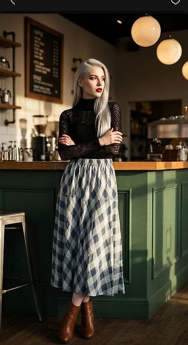 kaftan novi pazar: Ženska midi suknja sa A-krojem i elastičnim pojasom - Dužina: midi — 9