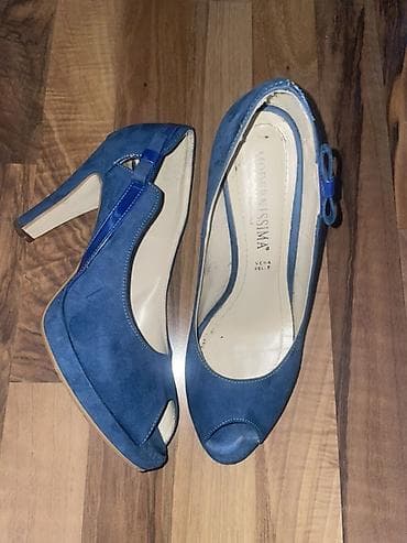 bata obuća novi sad: Plave ženske salonke s platformom i otvorenim prstima (peep toe), broj — 1