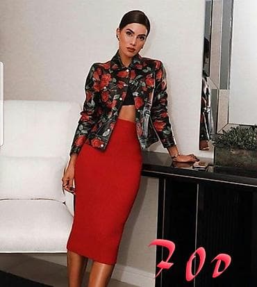 Suknja ispod kolena na lastis sa elastinom