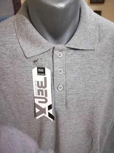 trikotazne pantalone: Nova velika muska pamucna kosulja sa kragnom Benx Svetlo-siva 4XL — 2