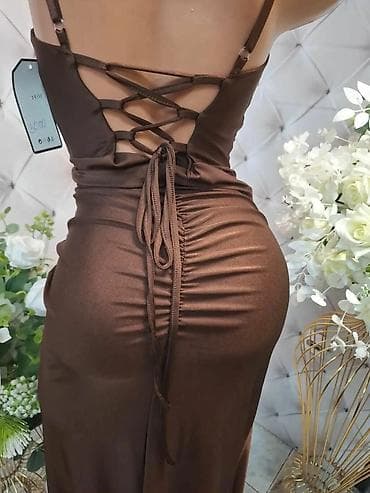 ellesse clothing: Elegantna ženska haljina midi dužine sa asimetričnim čvorom u struku — 5