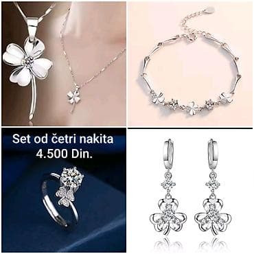 hirurški čelik minđuše: Elegantni posrebreni set od hirurskog čelika sa žigom S925 od četiri — 1