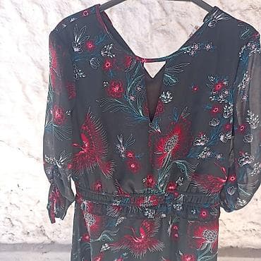 satenske haljine: Ženska haljina sa floralnim i ptičjim printom - Boja osnove — 2