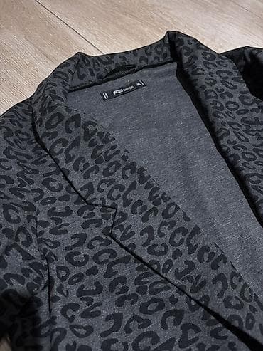 sorc m: Ženski kardigan/blejzer sa animal printom (leopard), tamnosiva podloga — 2