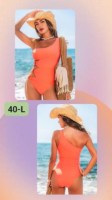 srebro 925 cena za gram: Jednodelni ženski kupaći kostim – asimetričan, narandžaste (koral) — 1