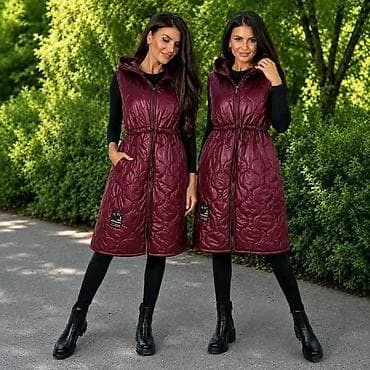 ps kape zenske: Duga ženska prošivena prsluk-haljina sa kapuljačom - Model: dugi — 2