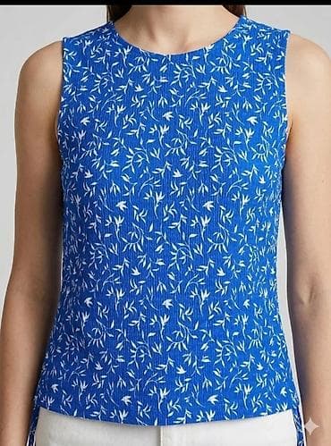 pantalone 44: Ženska bezrukavna bluza u intenzivno plavoj boji sa belim sitnim — 1