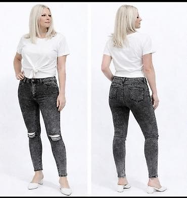 Ženski skinny farmerki – siva/ugljen oprana nijansa. Vel S - Kroj