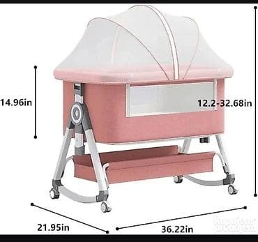 umivaonik sa ormarićem ikea: 04. Krevetac za bebe 3u1 Krevetac sa tockovima, dusekom i mrezom — 4